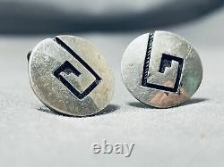 Authentic Early Vintage Hopi Victor Coochwytewa Sterling Silver Earrings