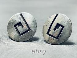 Authentic Early Vintage Hopi Victor Coochwytewa Sterling Silver Earrings