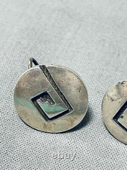 Authentic Early Vintage Hopi Victor Coochwytewa Sterling Silver Earrings