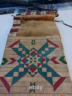 Awesome Vintage Native American Parfleche Pipe Bag Pigment Paint Early 1900