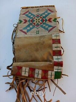 Awesome Vintage Native American Parfleche Pipe Bag Pigment Paint Early 1900