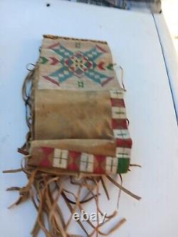 Awesome Vintage Native American Parfleche Pipe Bag Pigment Paint Early 1900