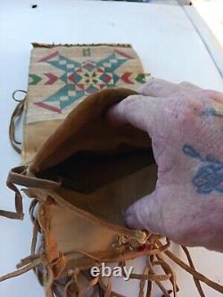 Awesome Vintage Native American Parfleche Pipe Bag Pigment Paint Early 1900