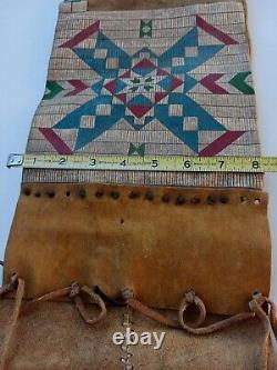 Awesome Vintage Native American Parfleche Pipe Bag Pigment Paint Early 1900