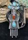 Big, Early Johnny Bluejay Sterling Silver & Turquoise 4 Inch Kachina Bolo