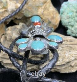BIG, Early Johnny Bluejay Sterling Silver & Turquoise 4 Inch Kachina Bolo