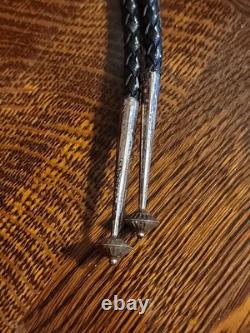 BIG Early Sterling Silver Turquoise Carved Indian Chief Bolo Tie Francisco Gomez