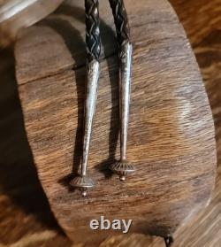 BIG Early Sterling Silver Turquoise Carved Indian Chief Bolo Tie Francisco Gomez