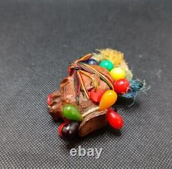 Bakelite Wooden Vintage Native American Tribal Motif Brooch Pin Early Plastic