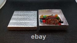 Bakelite Wooden Vintage Native American Tribal Motif Brooch Pin Early Plastic