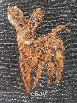 Beaded Flatbag purse Native American Pictoral Deer Beadwork Nez Perce early 1900