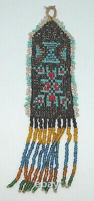 Beautiful Antique Early 1900's Native American Sioux Indian Beaded Watch Fob