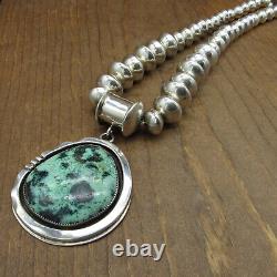 Beautiful Bold Sterling Silver and Variscite Necklace by Orville Tsinnie +
