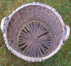 Beautifully Aged Early Passamaquoddy Native American Splint Oak Gathering Basket