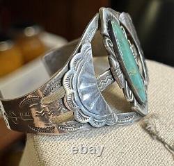 Bell Trading Post Early Large Turquoise Bracelet A21