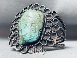 Best Heavy Coil Early Vintage Navajo Royston Turquoise Sterling Silver Bracelet