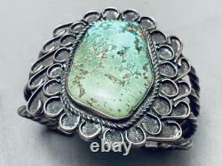Best Heavy Coil Early Vintage Navajo Royston Turquoise Sterling Silver Bracelet