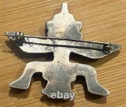 Best Zuni Early Knifewing Pin Mosaic Inlay Natural Turquoise & Shells Mid-Cent Y