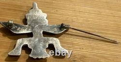 Best Zuni Early Knifewing Pin Mosaic Inlay Natural Turquoise & Shells Mid-Cent Y