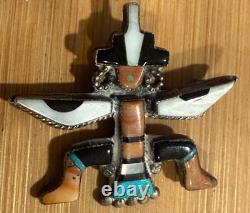 Best Zuni Early Knifewing Pin Mosaic Inlay Natural Turquoise & Shells Mid-Cent Y