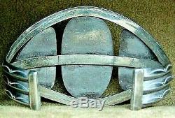 Big Early Old Pawn Navajo Sterling Silver Dramatic Petrified Wood Cuff Bracelet