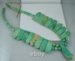 Big Early Santo Domingo Heishi Turquoise Native American Necklace Pawn Vintage 3