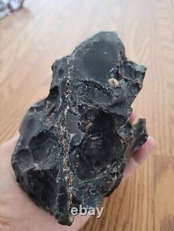 Black Obsidian Effigy Scraper Native American Stone Rock Art, Artifacts, Tools