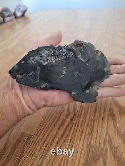 Black Obsidian Tomahawk Native American Stone Effigy Rock Art, Artifacts, Tools