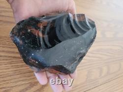 Black/Red Obsidian Hand Axe Native American Stone Rock Art, Artifacts, Tools