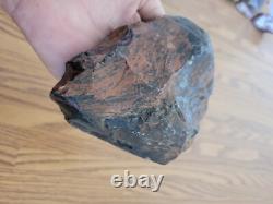Black/Red Obsidian Hand Axe Native American Stone Rock Art, Artifacts, Tools