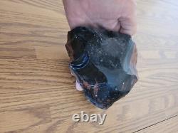 Black/Red Obsidian Hand Axe Native American Stone Rock Art, Artifacts, Tools