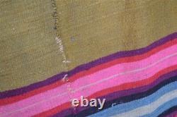 Blanket early native american narrow loom stiped wool 59x82 antique 19th c