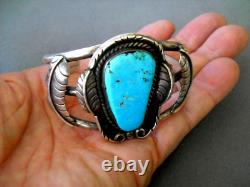 COLLECTIBLE Early DON LUCAS Southwestern Turquoise Sterling Silver Leaf Bracelet