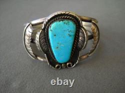 COLLECTIBLE Early DON LUCAS Southwestern Turquoise Sterling Silver Leaf Bracelet