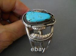 COLLECTIBLE Early DON LUCAS Southwestern Turquoise Sterling Silver Leaf Bracelet