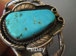 COLLECTIBLE Early DON LUCAS Southwestern Turquoise Sterling Silver Leaf Bracelet