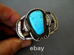 COLLECTIBLE Early DON LUCAS Southwestern Turquoise Sterling Silver Leaf Bracelet