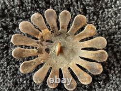 Cast, early Navajo Silver Spider Button with Natural Turquoise stone 16 feet