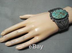 Colossal Early Vintage Navajo #8 Turquoise Sterling Silver Bracelet