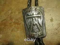 DYNAMITE EARLY TOMMY SINGER (d.) Navajo Sterling Silver THUNDERBIRD Bolo Tie