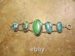 DYNAMITE Vintage Native American Sterling PREMIUM Turquoise LINK Bracelet