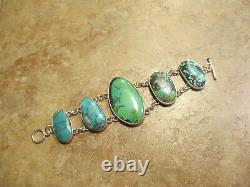 DYNAMITE Vintage Native American Sterling PREMIUM Turquoise LINK Bracelet