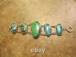 DYNAMITE Vintage Native American Sterling PREMIUM Turquoise LINK Bracelet