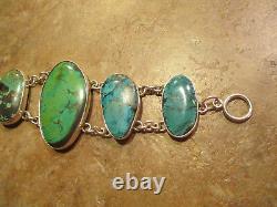 DYNAMITE Vintage Native American Sterling PREMIUM Turquoise LINK Bracelet