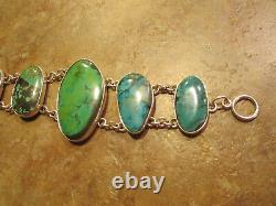 DYNAMITE Vintage Native American Sterling PREMIUM Turquoise LINK Bracelet