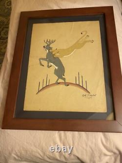 Delfico Moquino Zia Pueblo Native American Indian Early Original Painting? 1948