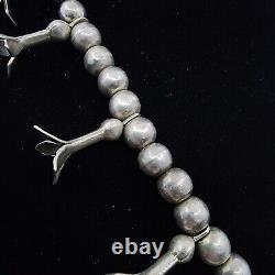 EARLY 1900s Native American Old Pawn Vintage Squash Blossom Necklace Coin Silver