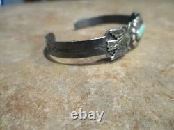 EARLY 1920's / 30's Navajo Coin Silver Turquoise THUNDERBIRD Bracelet