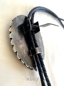 EARLY 1940s OLD PAWN NAVAJO STERLING SILVER NATURAL DEEP BLUE TURQUOISE BOLO TIE