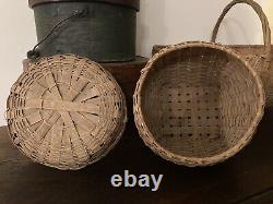 EARLY 20TH C NATIVE AMERICAN SWEET GRASS BASKET With Lid Eastern Woodlands Tribe